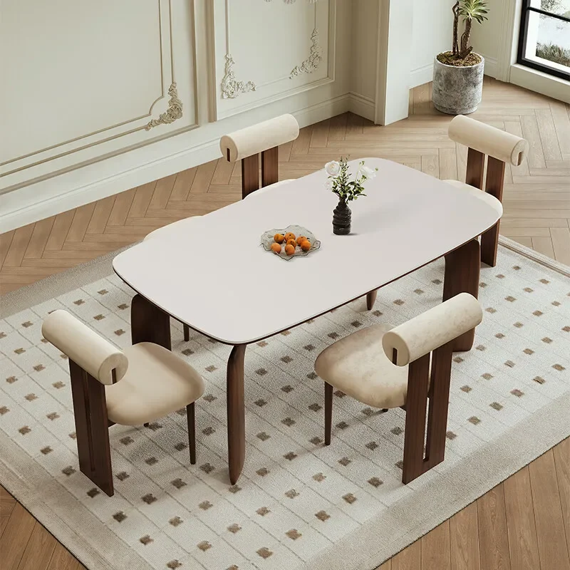 Rock Slab Dining Table And Chair Combination Small Apartment Household Dining Table Medium Antique Rectangular Dining Table