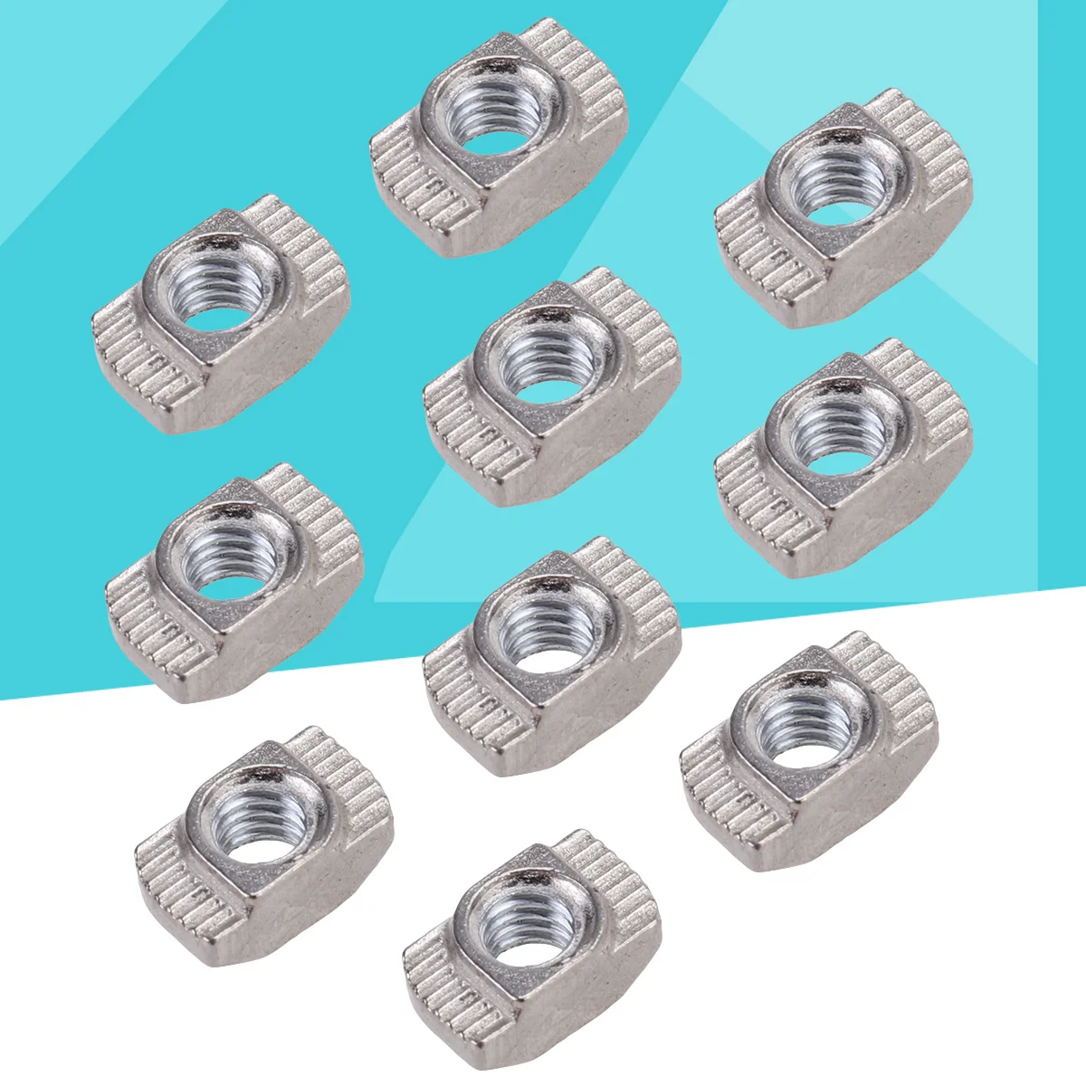 

50Pcs European Aluminum T-Nuts Slim Design 10x6mm for 20x20mm T Slot Profiles Durable Carbon Steel Fast Assembly