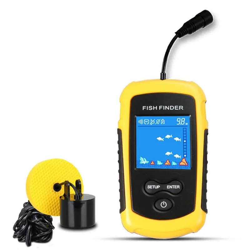 

Kayak Portable Fish Depth Finder Water Handheld Fish Finder Sonar Castable Kayak Boat Fishfinder Transducer Fishing LCD-AT20