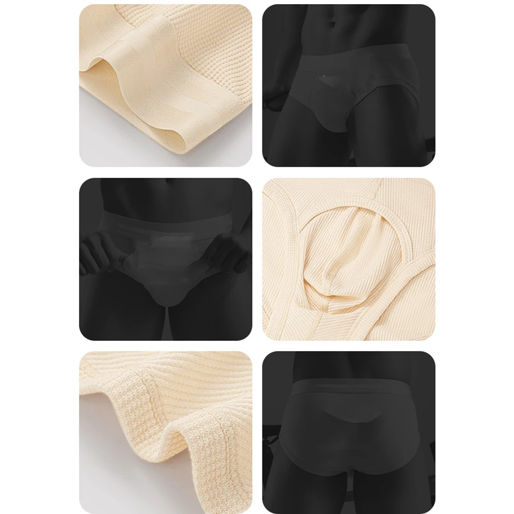 Men's Sexy Separable Pouch Underwear Lingerie Casual Simple Waffle Cotton Blend Panties Comfortable Soft Briefs Bottoms