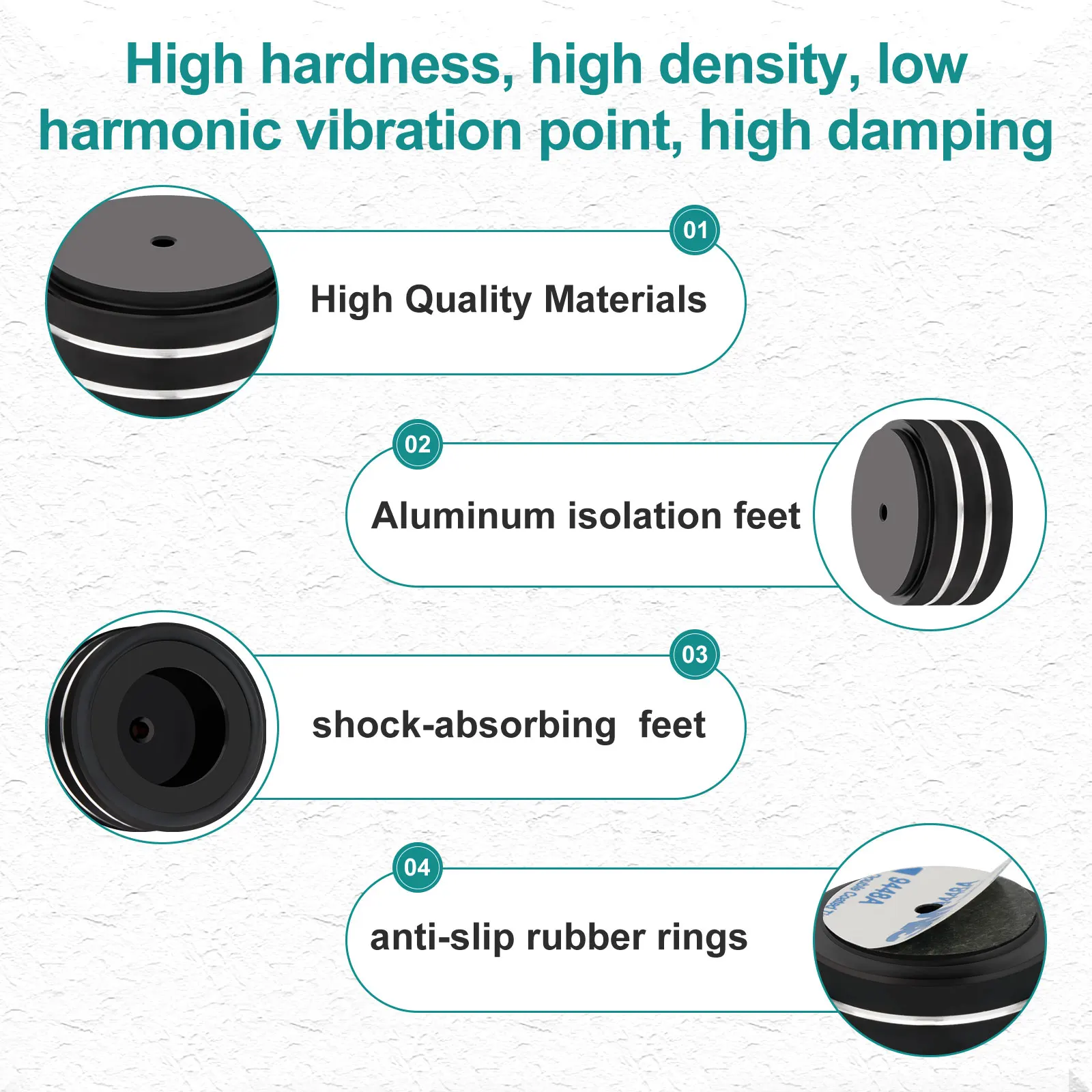 4PCS HiFi Audio Speaker Isolation Stand Feet Pads 40x20MM Shock Absorber, Aluminum Speaker Vibration Dampener Floor Protector