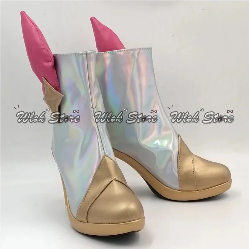 لعبة LOL Star Guardian Kaisa أزياء تنكرية شعر مستعار مجموعة كاملة من التنانير والجوارب وغطاء للرأس من الريش ملحقات حفلات الهالوين