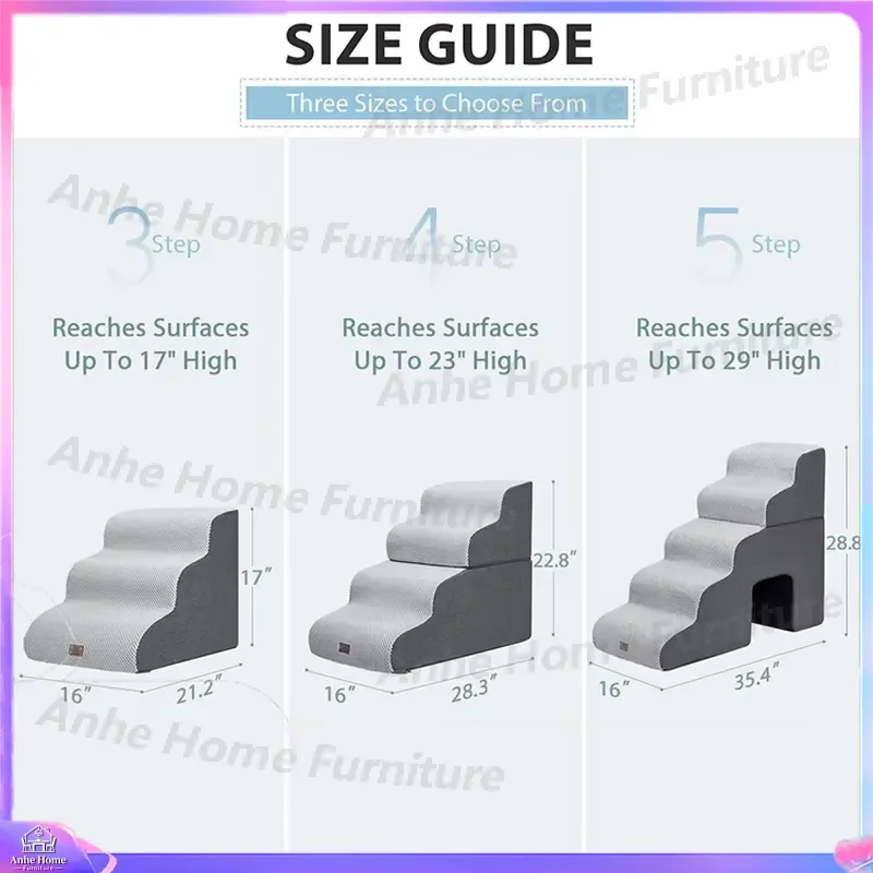 Pet Stairs for Dogs and Cats Foam Dog Steps with Removable Washable Bed Portable Pet Ladder for High Beds Sofas Small Medium