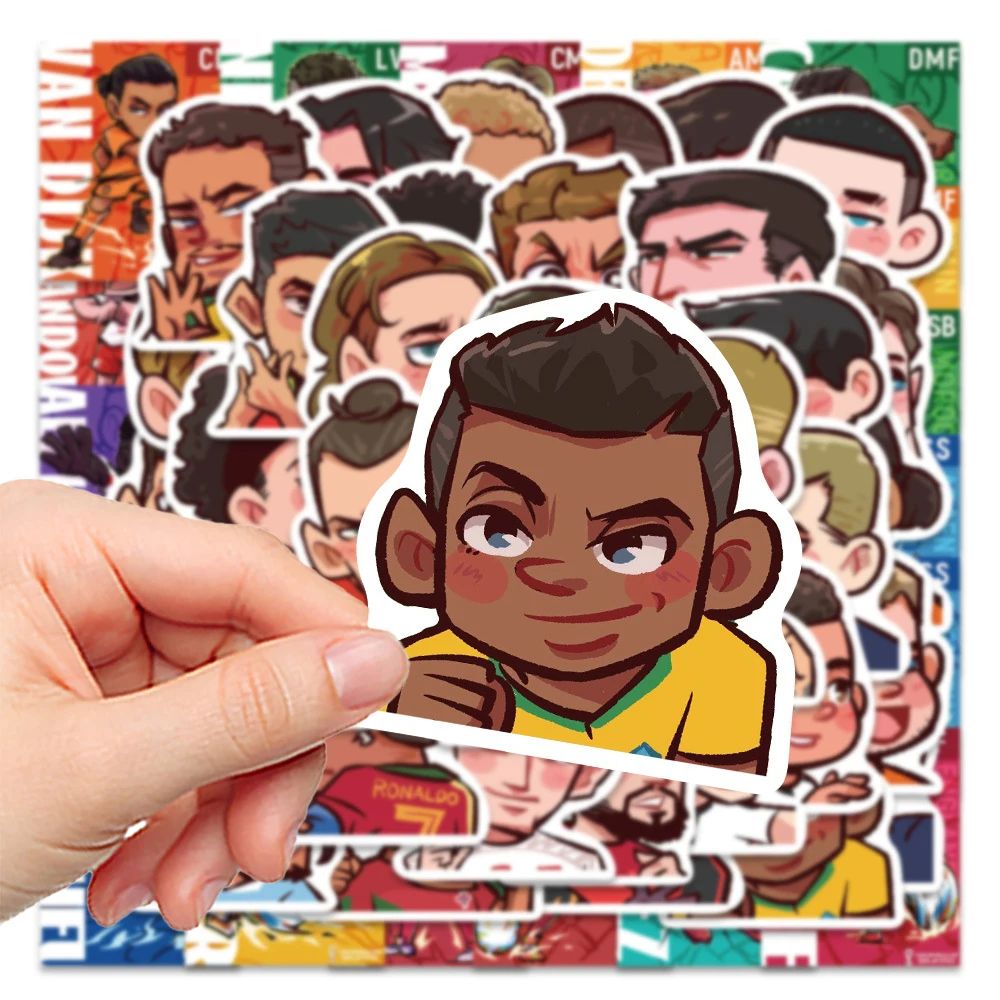 10/30/54Pcs Football Star Q-Version Cartoon Stickers Waterproof Decal Graffiti Laptop Motorcycle Car Cool Soccer Sticker Packs