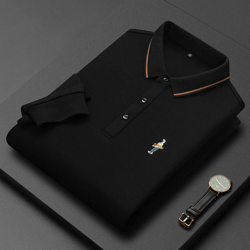 High quality mercerized cotton Paul long sleeve polo shirt men's autumn high-end embroidery T-shirt fashion casual men's wear