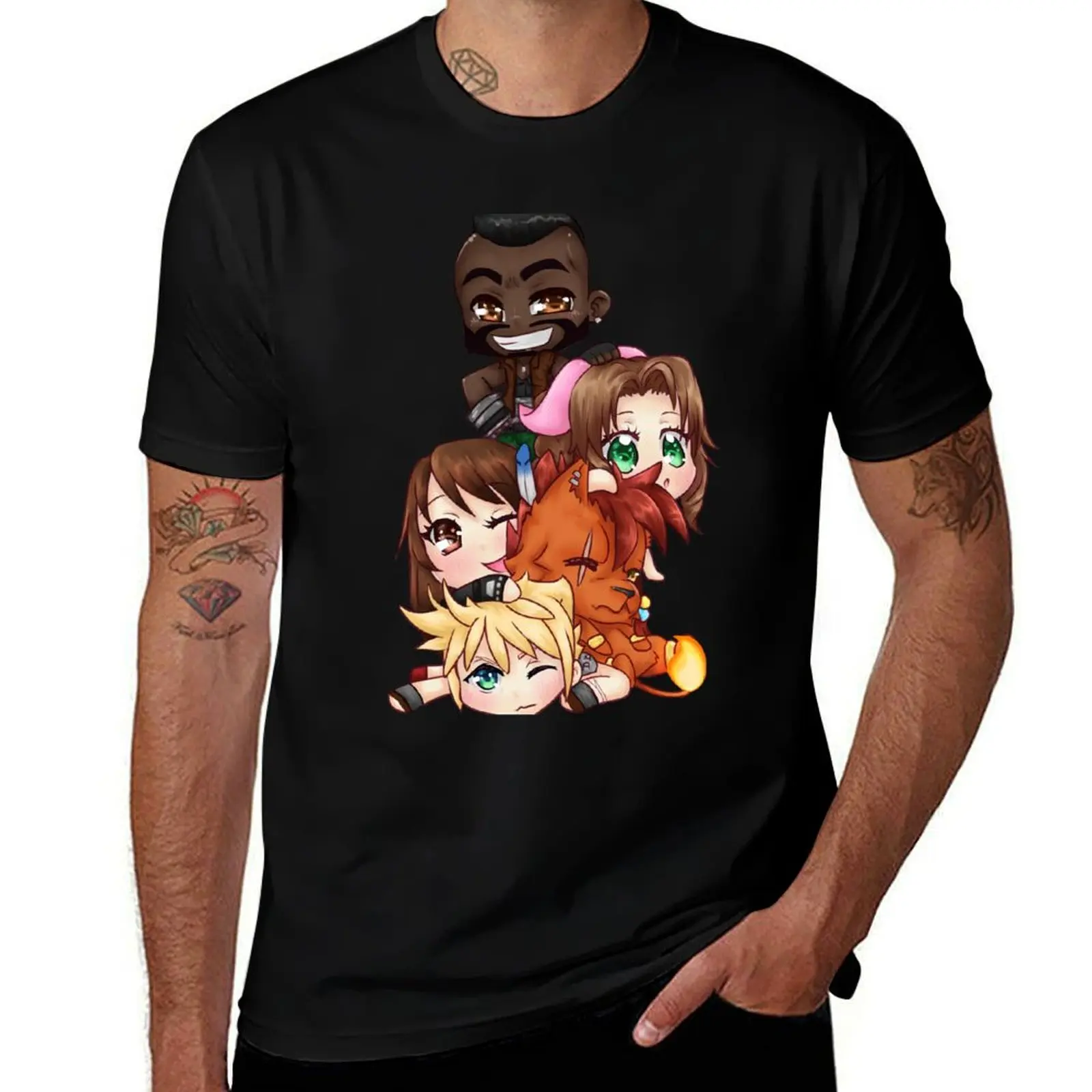 FFVII Chibi Dogpile T-Shirt summer clothes Blouse heavyweights blanks sweat shirts, men