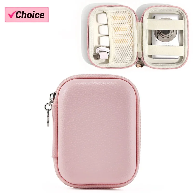 Digital Camera Case Bag Small Travel Compact Camera Holder with Mesh Pocket for Accessories SD Card (Pink)