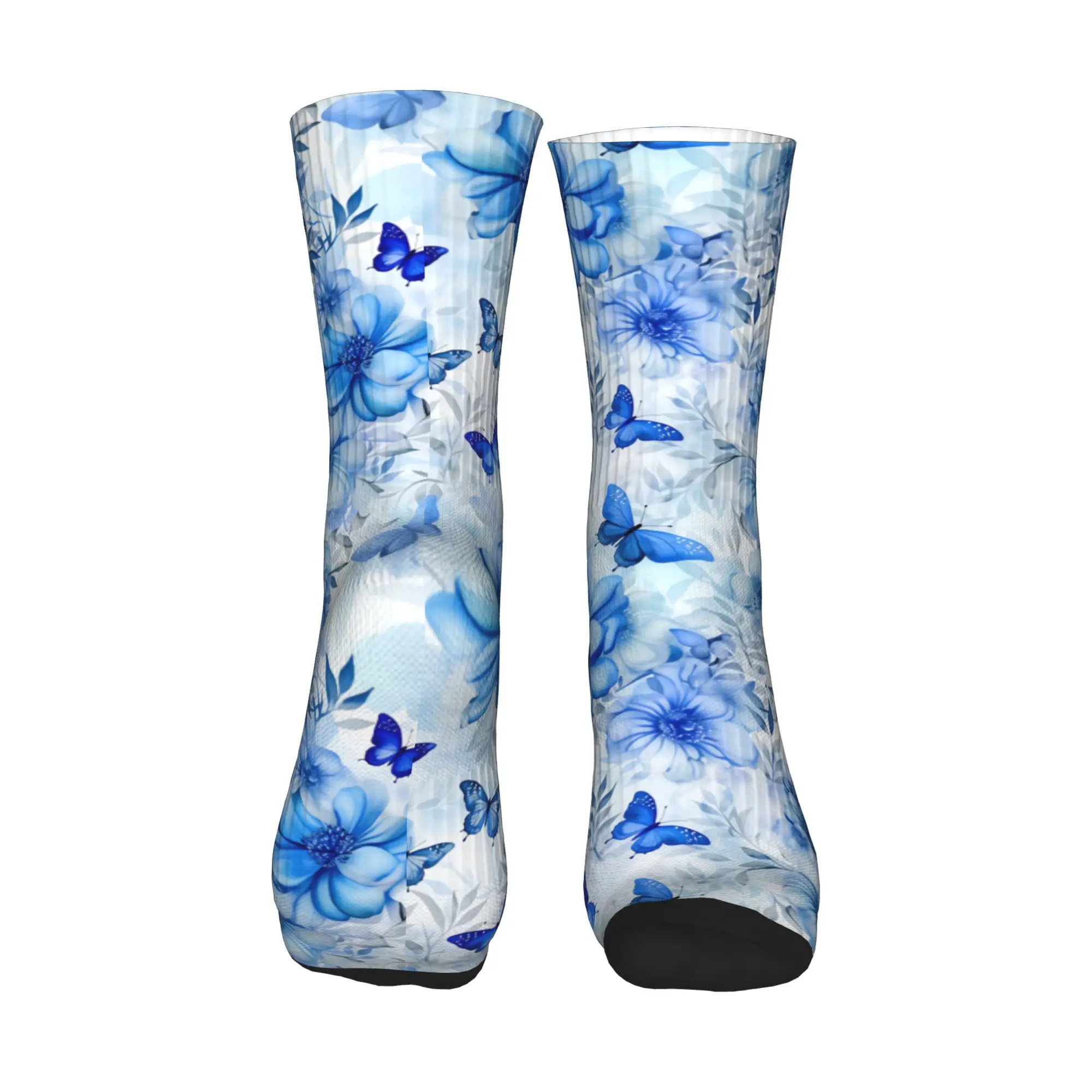 Blue Butterfly Ballet  Dress Socks Men Women Warm Fashion Novelty  Crew Socks