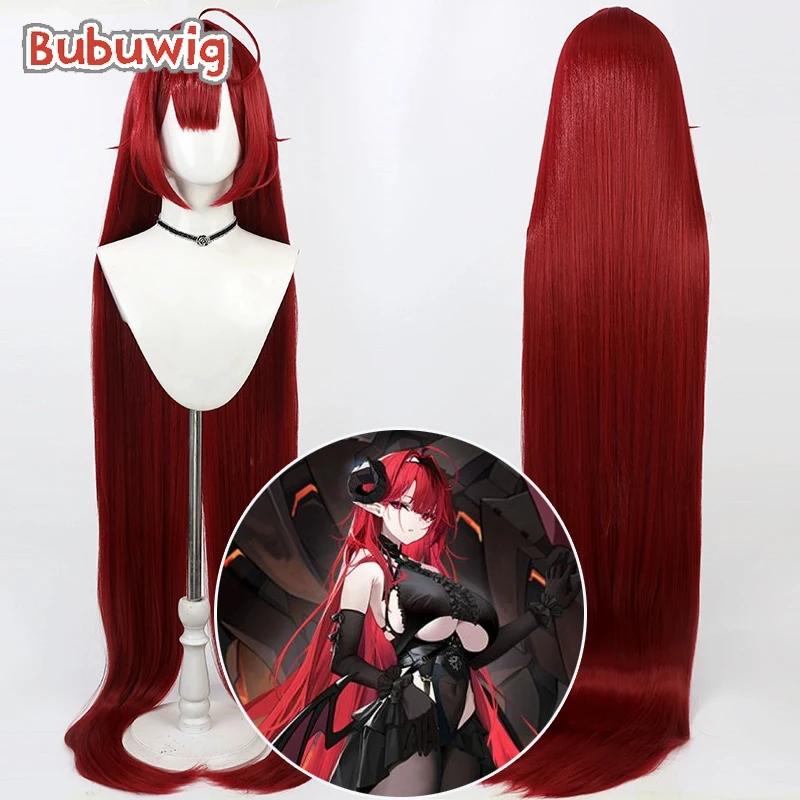 

Bubuwig Synthetic Hair KMS Hindenburg Cosplay Wigs Azur Lane KMS Hindenburg 140cm Super Long Straight Red Cos Wig Heat Resistant