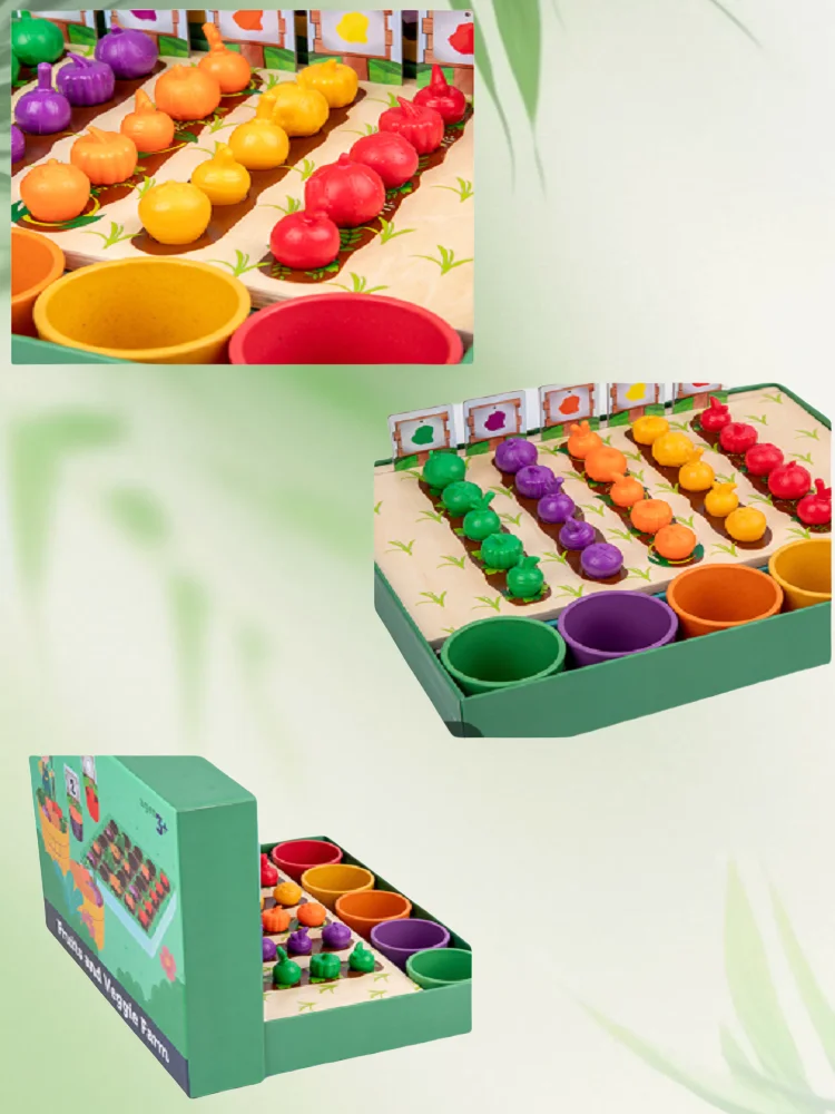 Montessori Early Education Verdure Frutta Conteggio Forma Corrispondenza Bambini Fattoria Gioco in età prescolare Classificazione dei colori Tazza Giocattoli