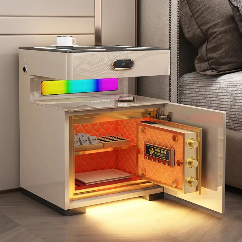 

Smart bedside table Safe integrated cabinet Solid wood 2025 new bedroom Home small