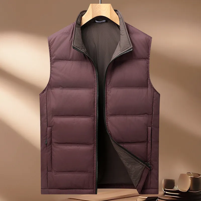High-Quality Men's Lightweight Duck Down Vest Autumn/Winter Business Casual Warm Sleeveless Puffer Coats Windproof Waistcoat Top