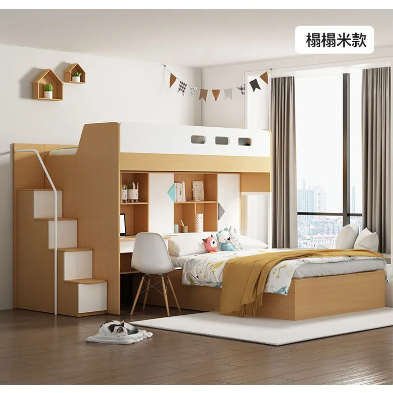 and lower beds staggered upper and lower bunks do not disturb each other, mother and child bed wardrobe combination