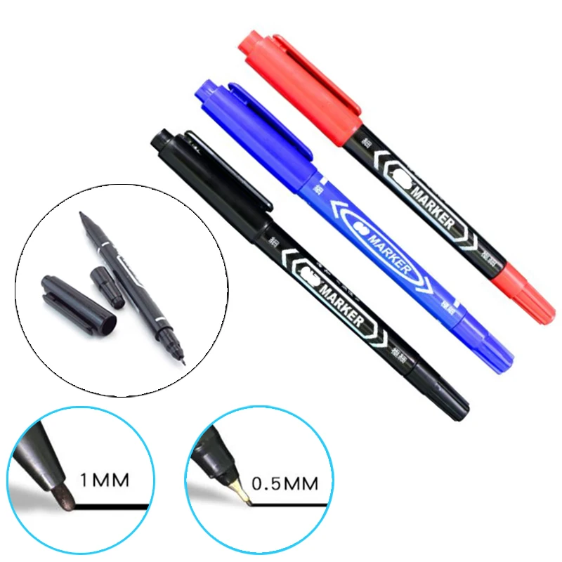 2/5/10pcs pennarelli artistici permanenti colorati a doppia punta pennarelli a punta Fine impermeabili a inchiostro nero oleoso schizzi di libri di pittura materiale scolastico