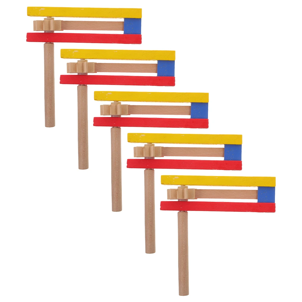 

5 Pcs Wooden Hand Percussion Self Rotating Design Wood Noise Maker Ratchet Kids Musical Instruments Wooden