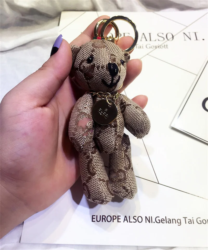 New Creative Cute Cartoon Cloth Bear Keychain Pendant Fashionable Men and Women Couple Keychain Bag Pendant