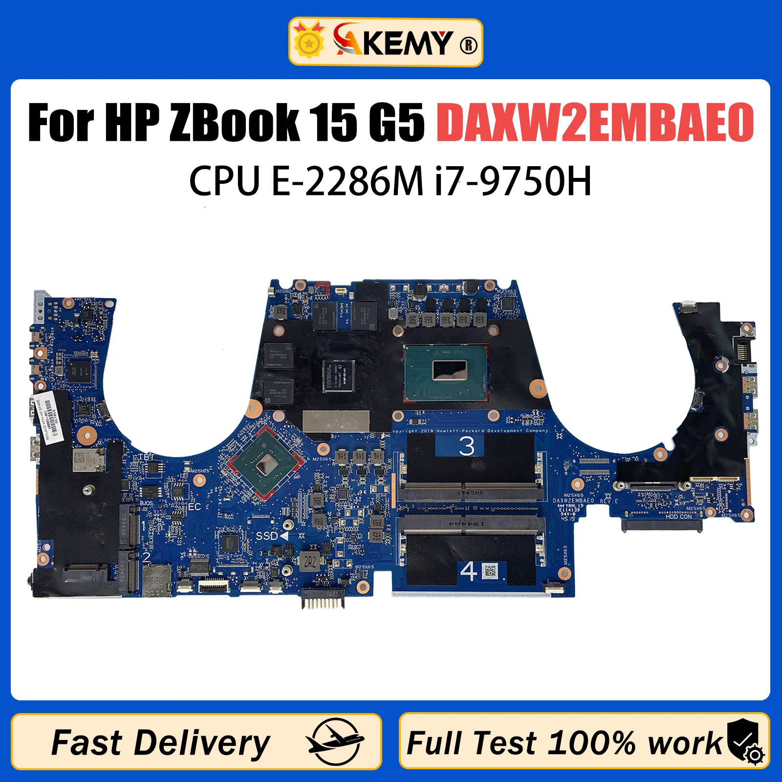 AKEMY DAXW2EMBAE0 XW2E For HP ZBOOK 15 G5 Laptop Motherboard With E-2286M i7-9750H CPU T1000/T2000 V4G L68824-601