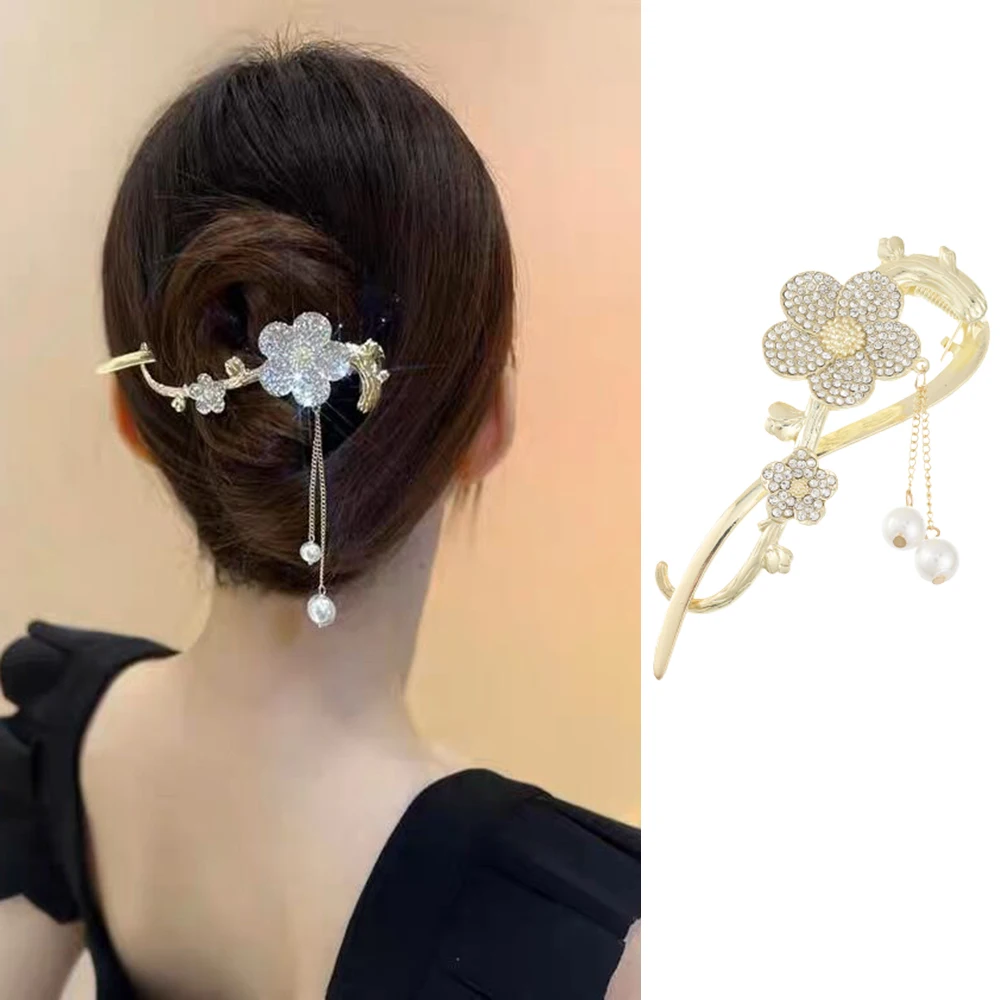 Haimeikang Rhinestone Twist Hair Clip Women Tassel Ponytail Hairpin Fashion Jewelry Headwear Styling Tools Hair Accessories