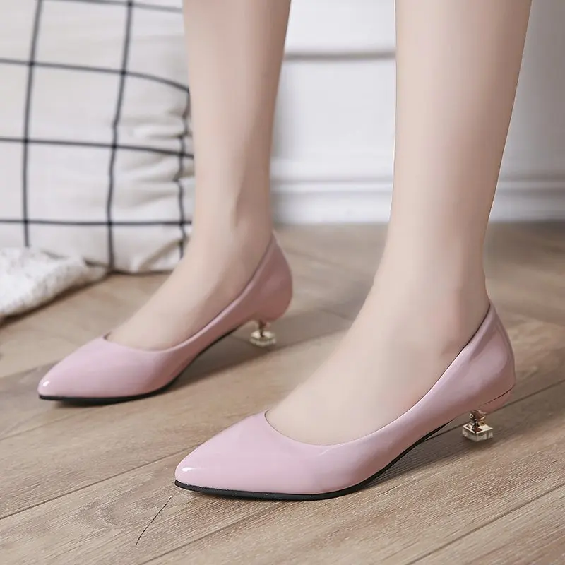 Spring and Autumn New Women's Shoes Fashionable Slim Heel Pointed Shallow Mouth Soft Sole Work Single Shoes for Women