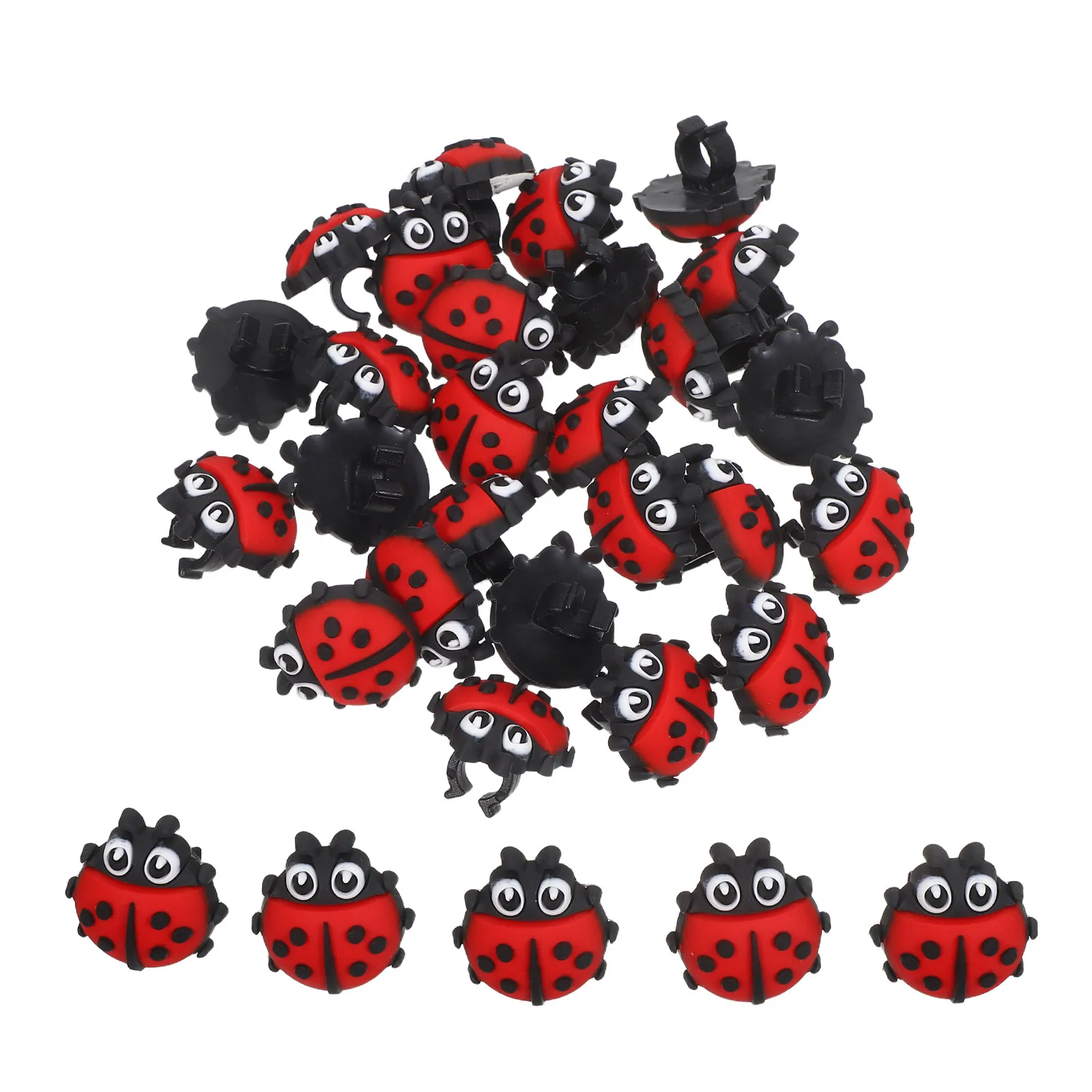 30 Pcs Ladybug Pen Clip Decorative Clips Classroom Pencil Decorations Coloured PVC Accessories Charms