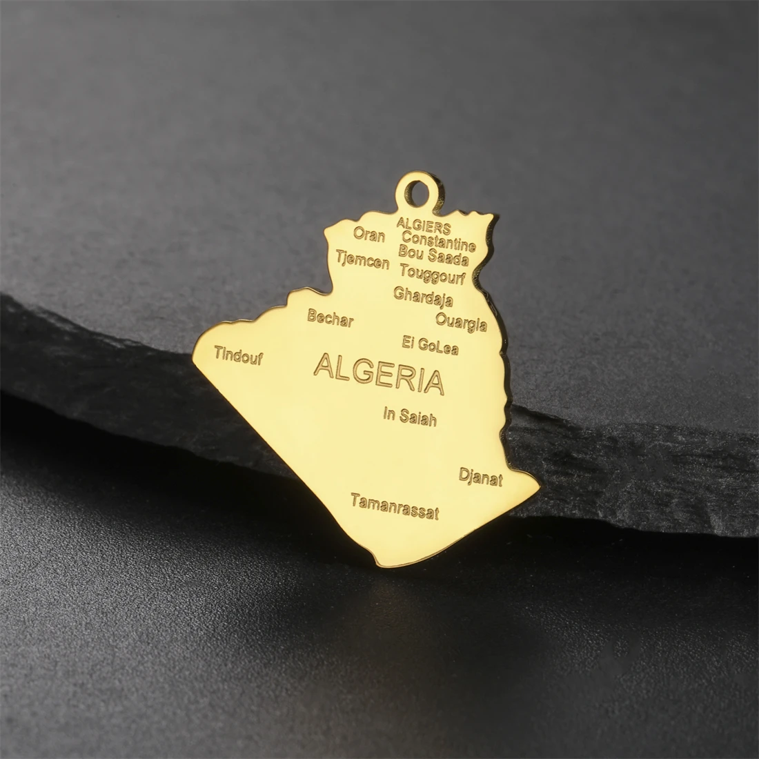 EUEAVAN أفريقيا الجزائر خريطة المعلقات الفولاذ المقاوم للصدأ الكلاسيكية مدينة الجزائر اسم قلادة الأزياء والمجوهرات هدية بالجملة #1