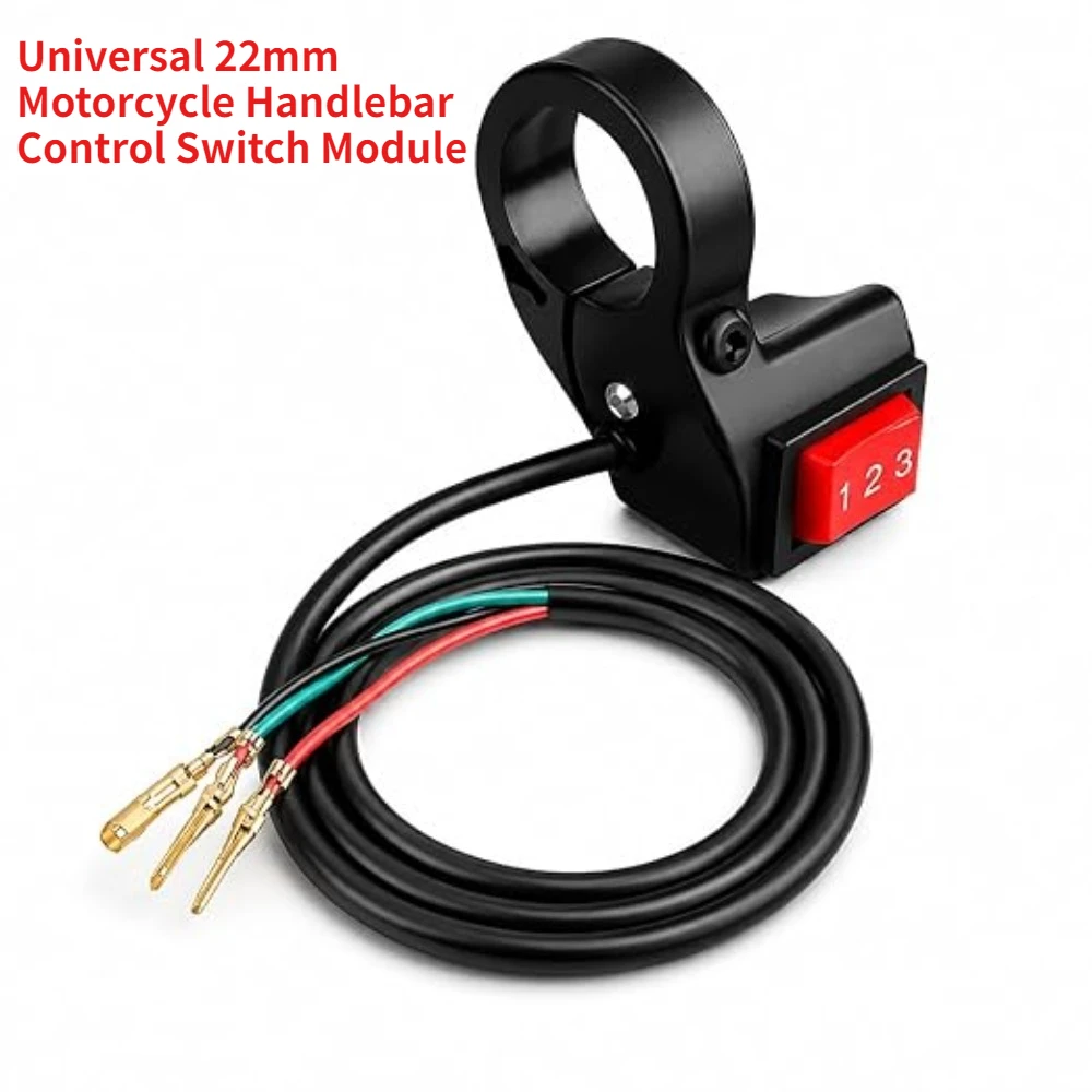 Universal 22mm Motorcycle Handlebar Control Switch Module 1-2-3 Speed Toggle Switch for Ebike Electric Bicycle Scooter Replace