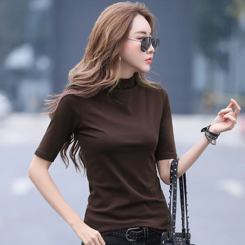 

Women Tops T Shirt Cotton Short Sleeve White Black Basic Tshirt Female Slim T-shirt Casual Korean Fashion Summer Tee Shirts Top