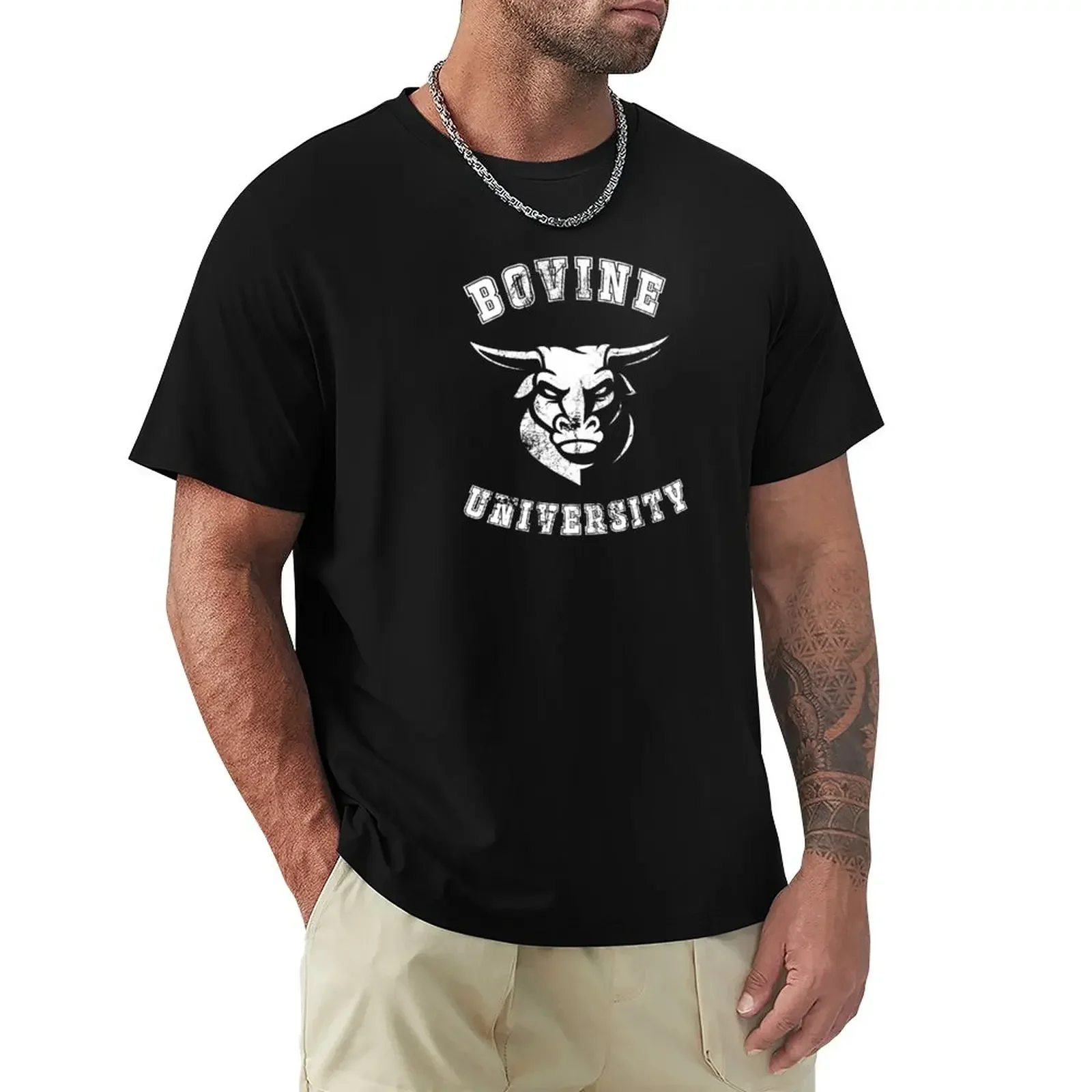 Bovine  Distressed Design T-Shirt Short sleeve tee plus sizes quick drying t shirts for men pack