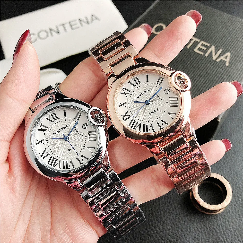 New Top Brand Luxury Stainless Steel Men and Women Luxury Atmosphere Quartz Watches Fashion Women Date Watch Suit Gift for Women