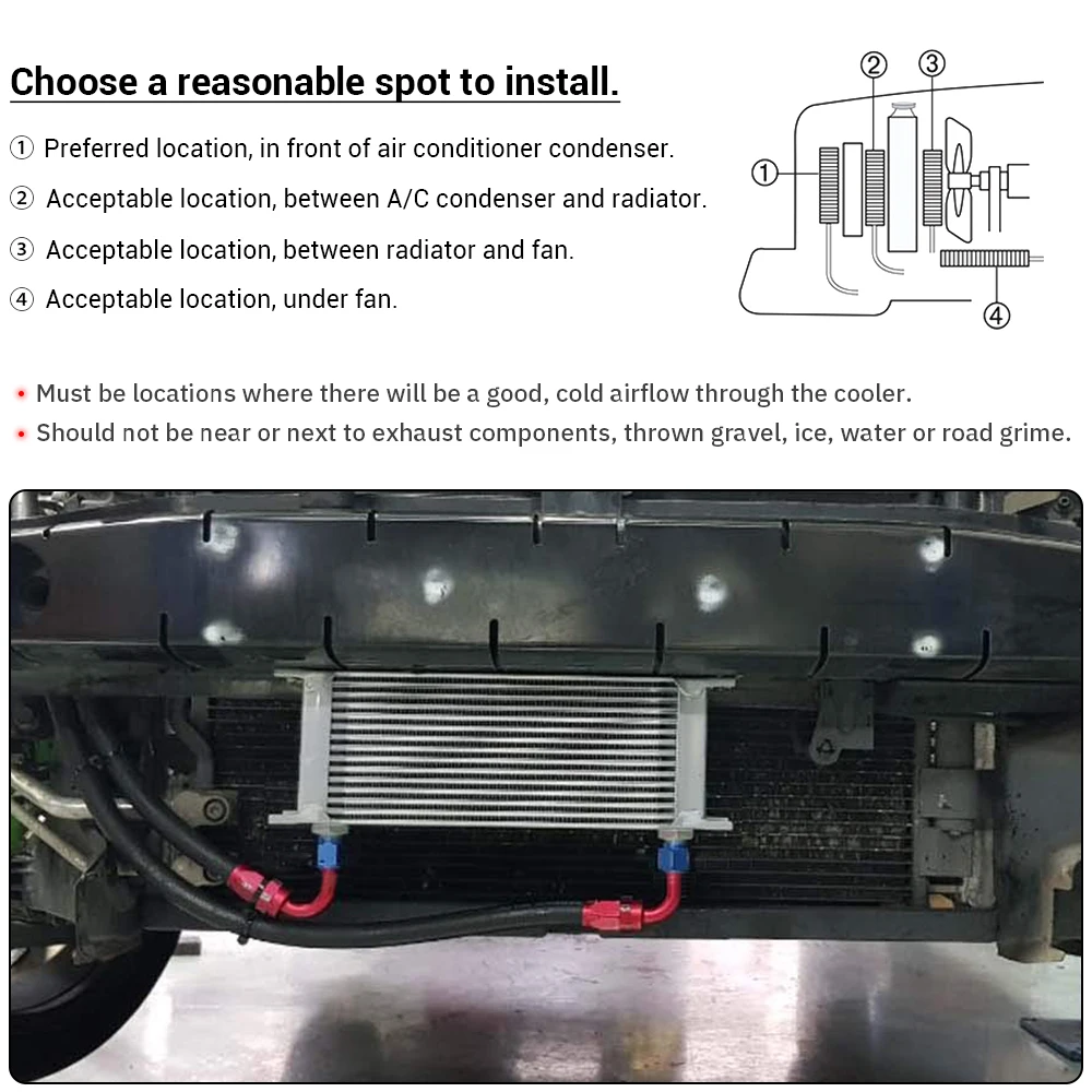 WLR - Aluminum Universal Engine transmission AN10 Oil Cooler 15rows Black With AN10 to AN6 Fitting Adapter