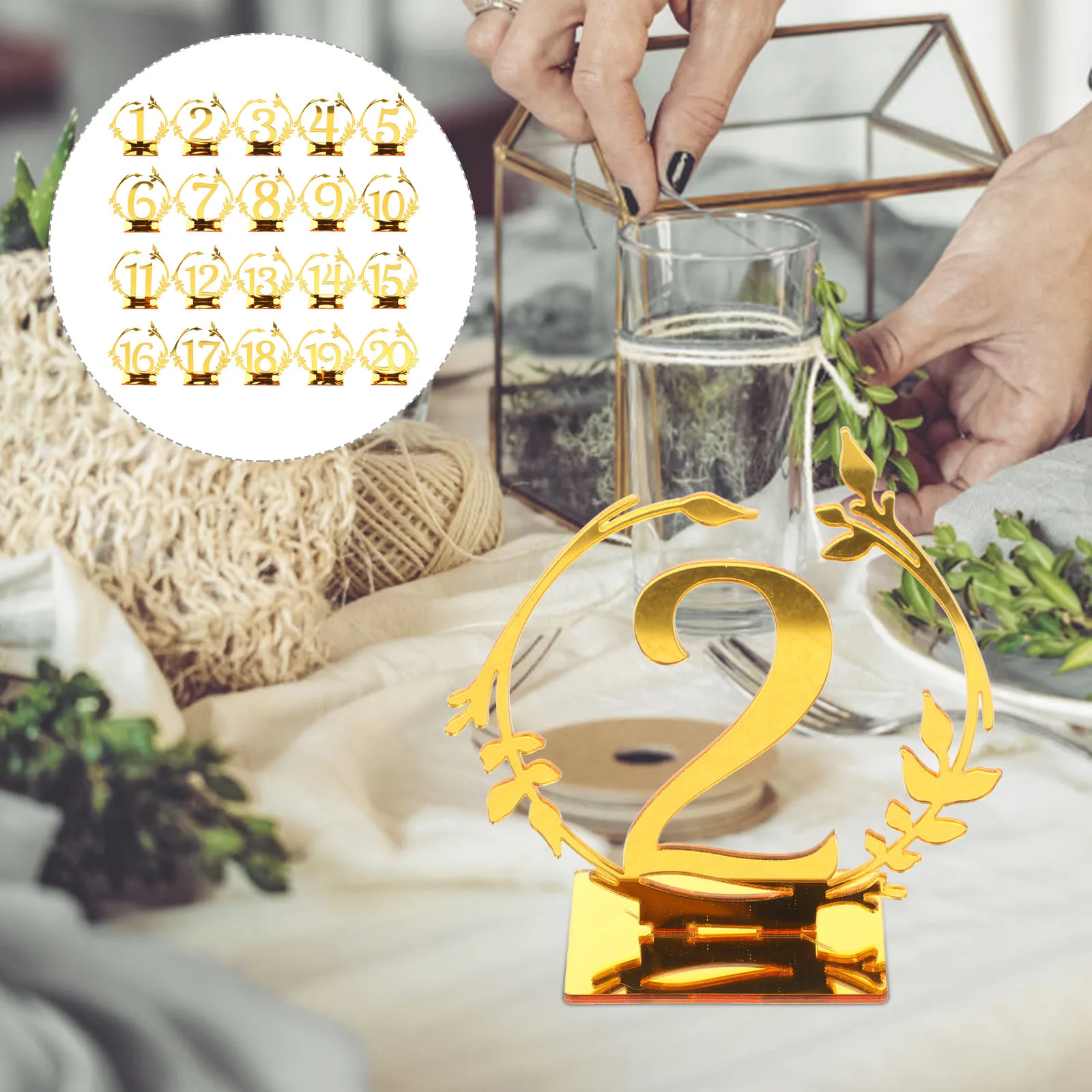 

20pcs Acrylic Table Number Signs Number Cards Banquet Wedding Reception Party Decor Reusable Reserved Seat Markers Elegant Seat