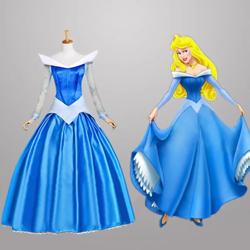 Halloween adult sleeping beauty blue dress Princess Aurora pink dress costume deluded stage dress S- XL accept custom order