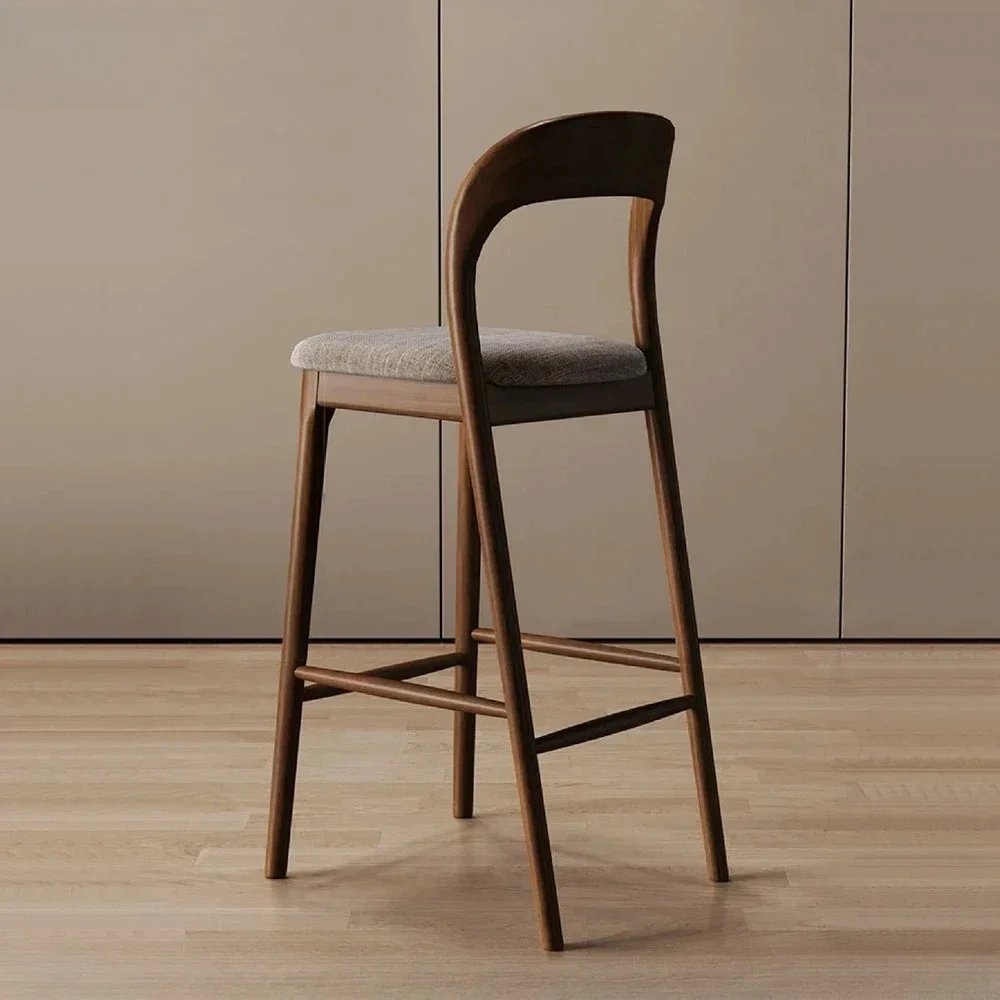 Nordic Designer Solid Wood Bar Chairs Counter Stools Island Table Dining Chair Kitchen High Legged Stool Light Luxury Furniture
