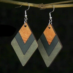 Wood Color Block Geometric Decor Drop Earrings Light Weight 100 Match Feminine Decorative Jewelry To Enhance Charm for Parties