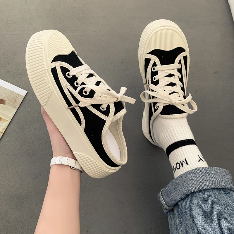 

Slipper Women Half Support Fashion Outside Wearing Spring and Summer New Leisure Canvas Shoes Thick Sole Bun Head Lazy Sandals