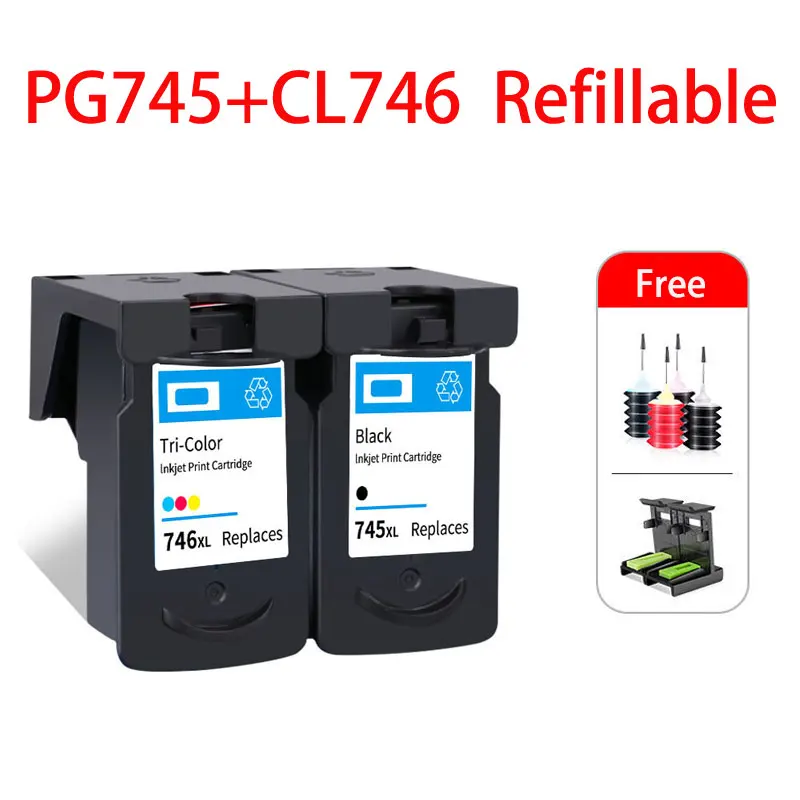 Compatible Refillable Ink Cartridge For Canon 745 746 PG745 CL746 Pixma  iP2870 2870S MG2470 MG2570 MG2570S MG2970 Printer