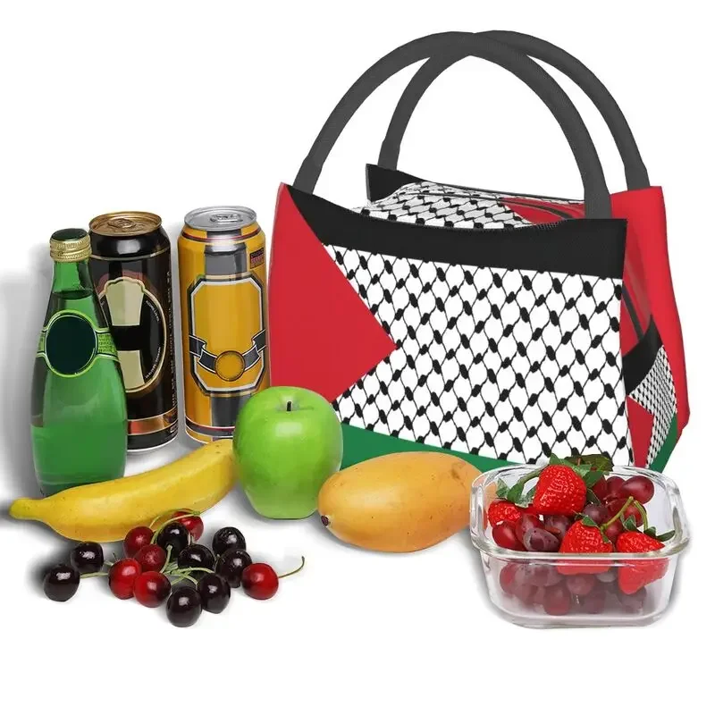 Palestine Flag Resuable Lunch Box Women Waterproof Palestinian Hatta Kufiya Keffiyeh Pattern Thermal Cooler Food Lunch Bag