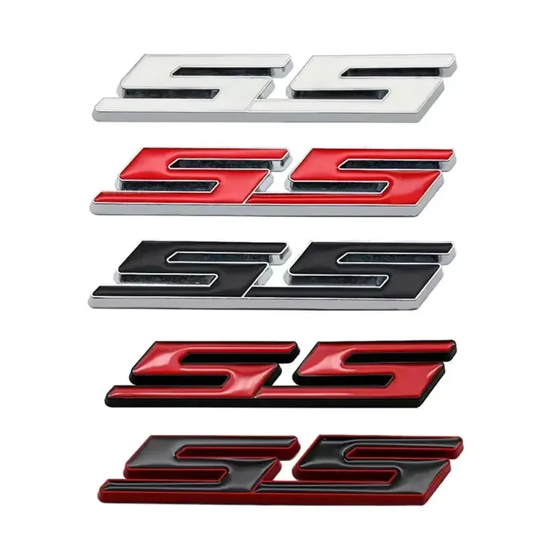 3D Metal Red Black Logo SS Sticker Front Grille Emblem Car Rear Trunk Badge For SS Sport Label Accessories