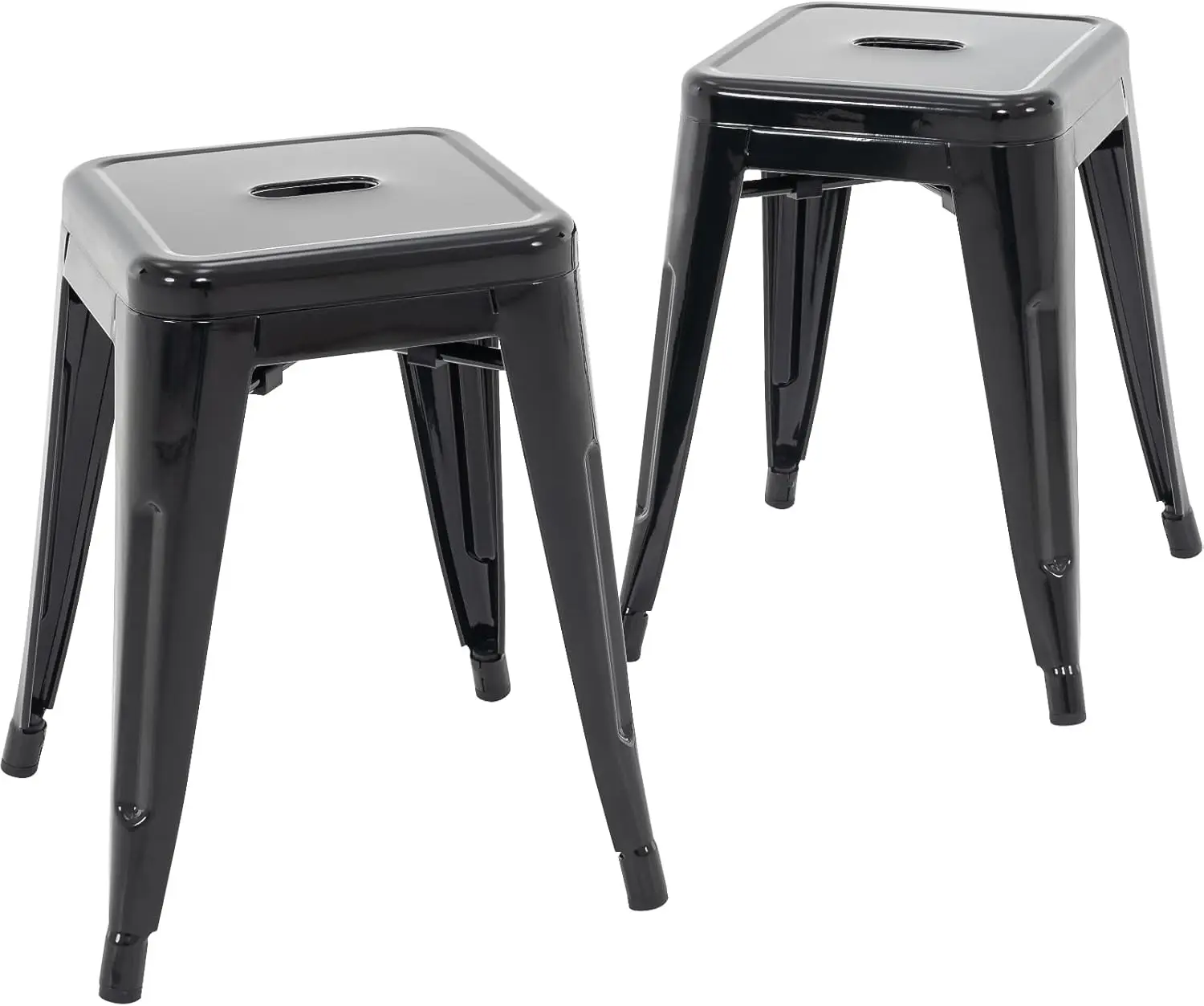 18 Inch Industrial Metal Stools Set of 2, Stackable Classroom Stools, Backless Metal Dining Chairs for Indoor Outdoor