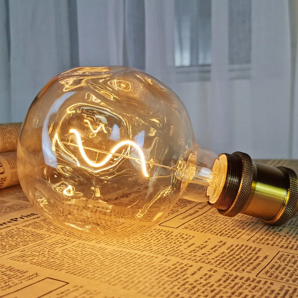 Dimmable G125 Stone LED Filament Bulb Retro Warm Light E27 Screw Vintage Home Atmosphere Decorative Lamp