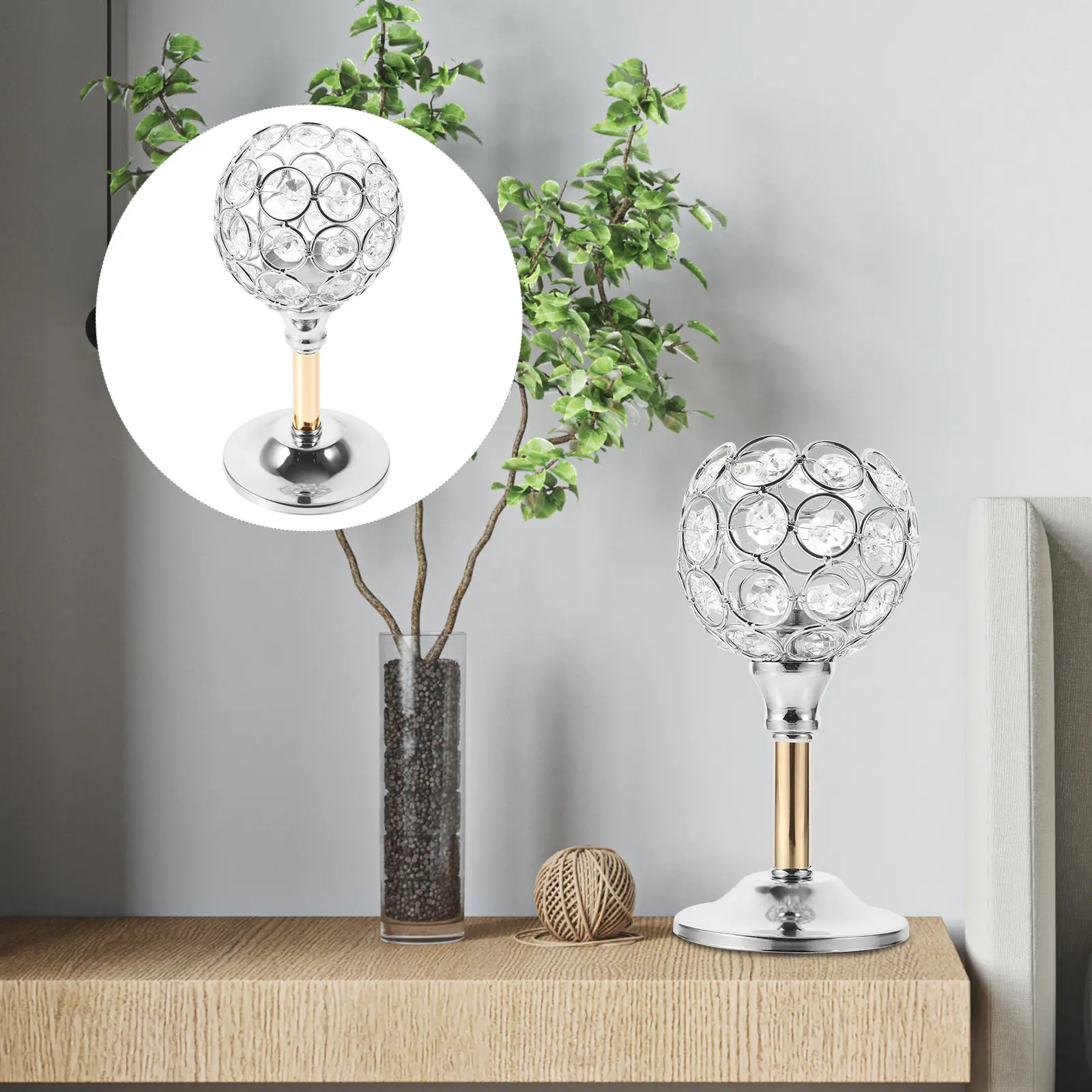 Mini Crystal Holder Retro Candlestick Decorative Tabletop Stand for Wedding Party Home Decor Romantic Centerpiece
