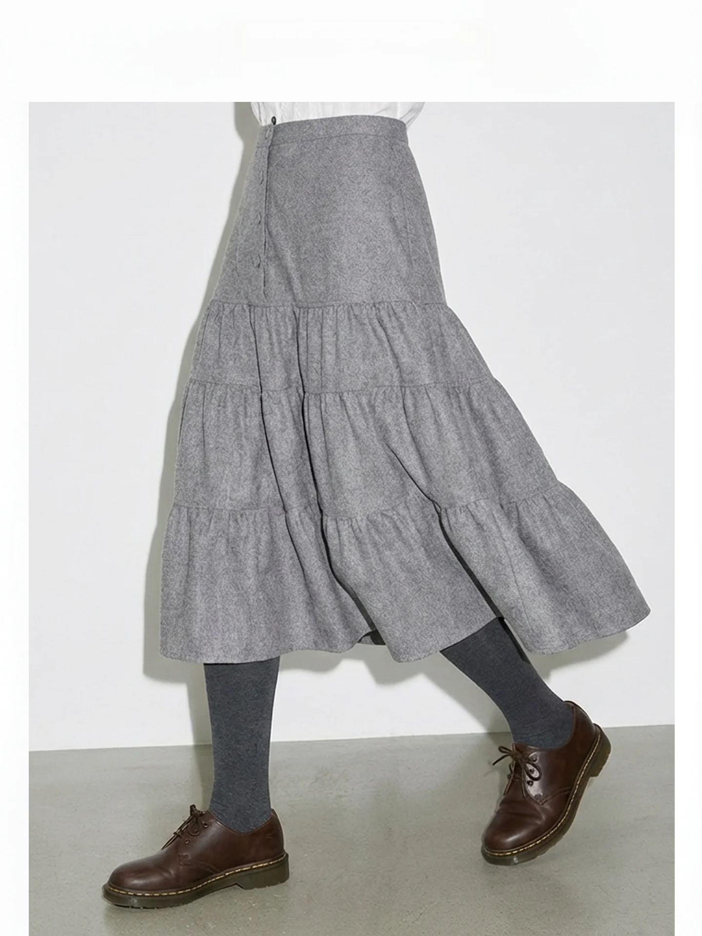 

Юбка миди А-силуэта с высокой талией и расклешенным подолом, винтажная, женская, весенняя новинка, с эффектом похудения, из шерстяного материала