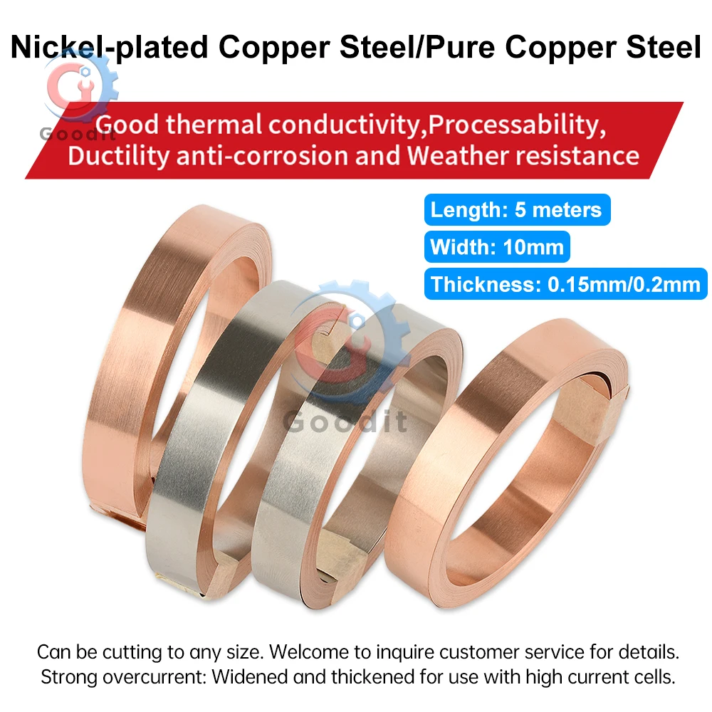 

1 Roll 5m 18650 Battery Pure Copper Sheet/Nickel Plated Copper Sheet Belt Strip Connector Spot Welding Machine Battery Welders
