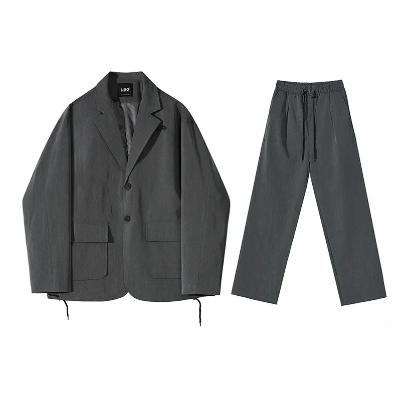 Suit suit men's autumn new Korean version of loose casual suit drawstring straight casual trousers