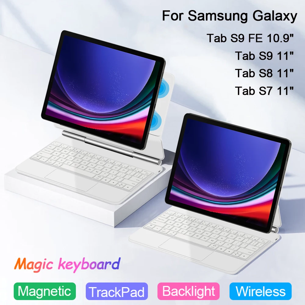 

Keyboard Cover For Samsung Galaxy Tab S9 FE 10.9" TouchPad Backlight Magic Keyboard For Galaxy Tab S7 S8 S9 11inch Magnetic Case