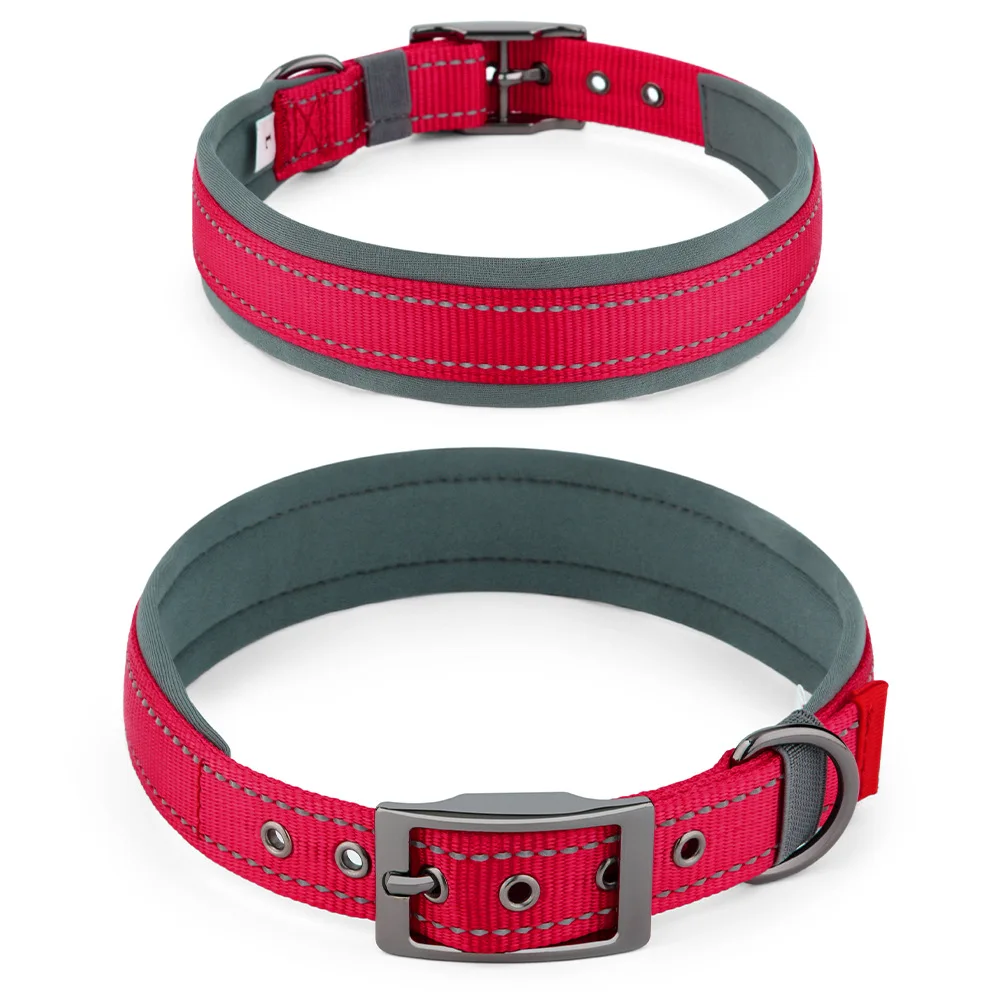 

New Padded Dog Collars for small Medium large Dogs Reflective Wide Pet Collars Adjustable Heavy Duty Nylon Neoprene Dog Collar