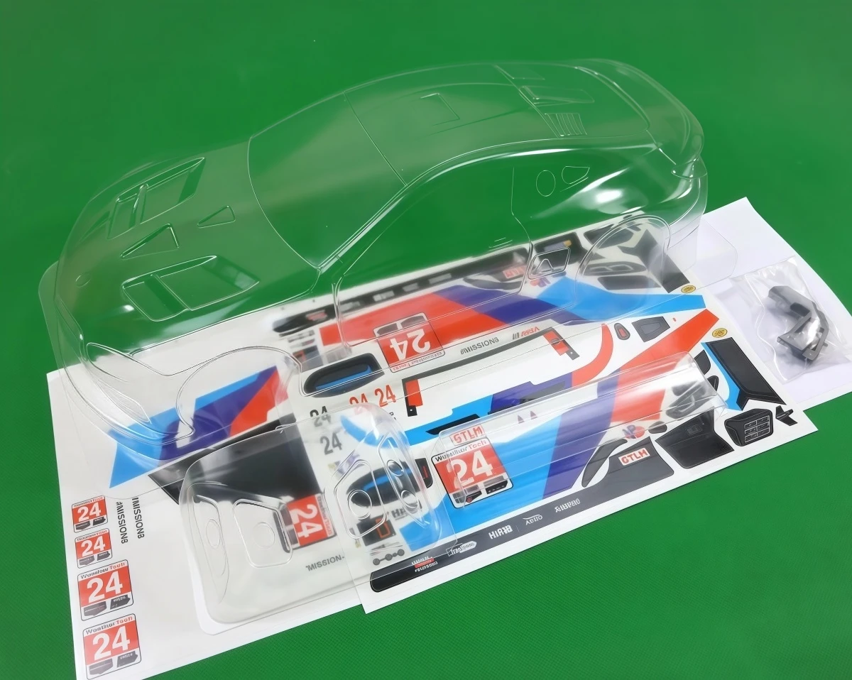 TC088 1/10 M8 GTE Clear PC Drift Body Shell 190mm W/ CNC Aluminum Wing Mount/Light Buckets & Decals RC Touring Car Upgrade Parts