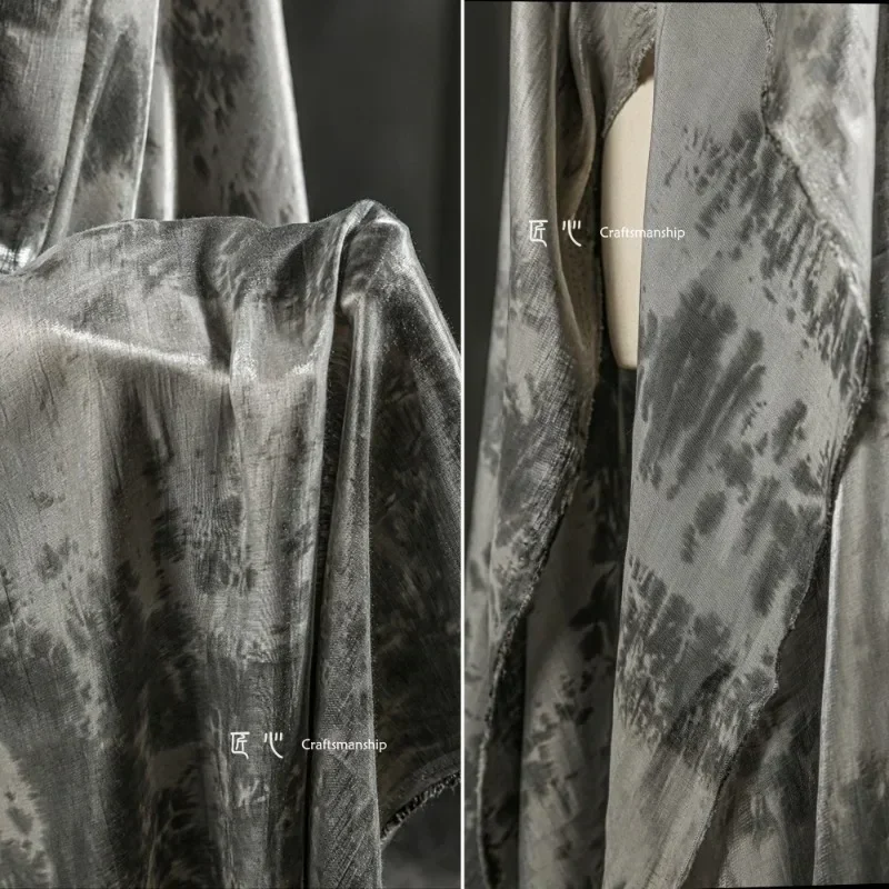 

Чернильный галстук в виде фасоли, саржевый атлас, атласная ткань с водяными чернилами, мягкая и гладкая рубашка против морщин, юбка, ткань для одежды