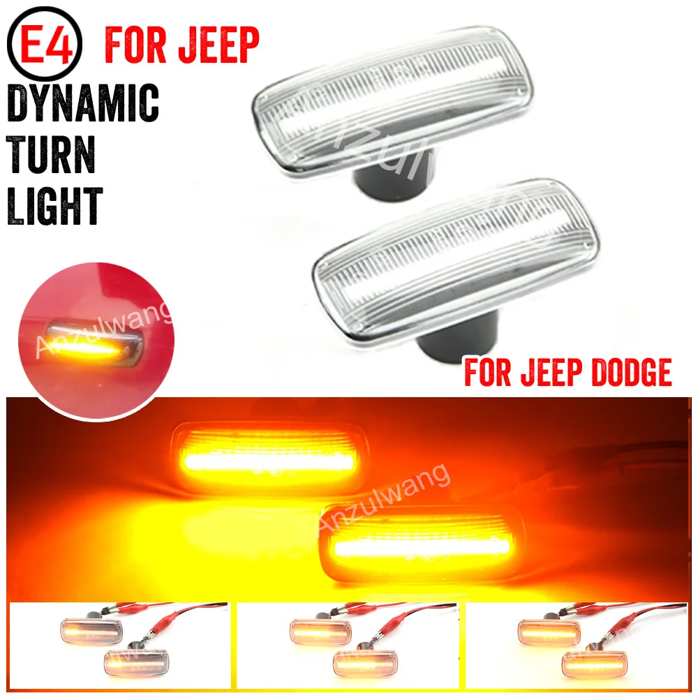 2X Led Dynamic Side Marker Turn Signal Indicator Flowing Flash Repeater Light For Jeep Commander Patriot Compass Grand Cherokee