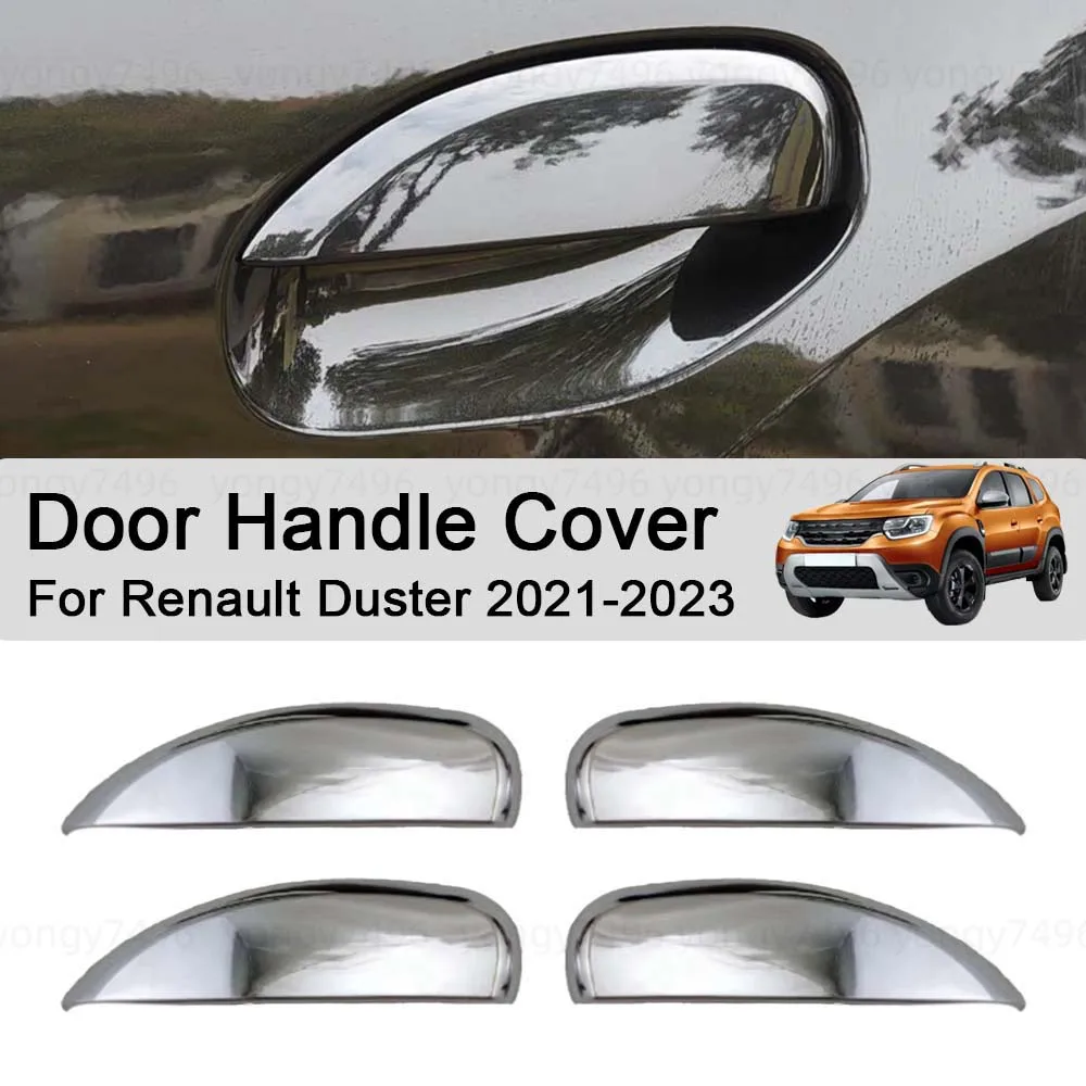 Car Decoration Door Handle Cover For Renault Duster 2021-2023 silver Cars Accessories Stickers Upgrade Styling Modify A Car